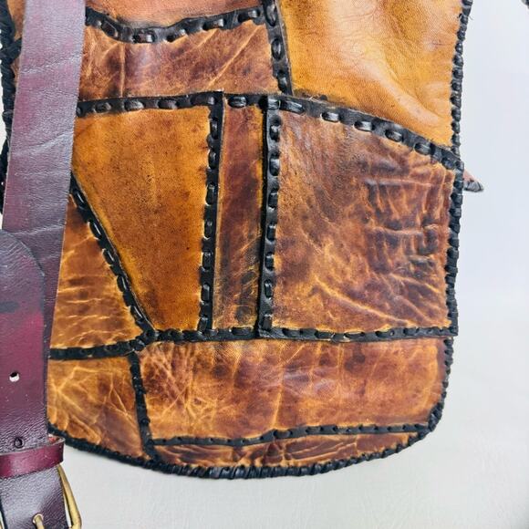 Mark Tigon Western Crossbody Bag‎ Tooled Leather Brown Equestrian Purse Distress - Picture 8 of 15